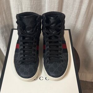 Gucci Black and Red High-Top Sneakers